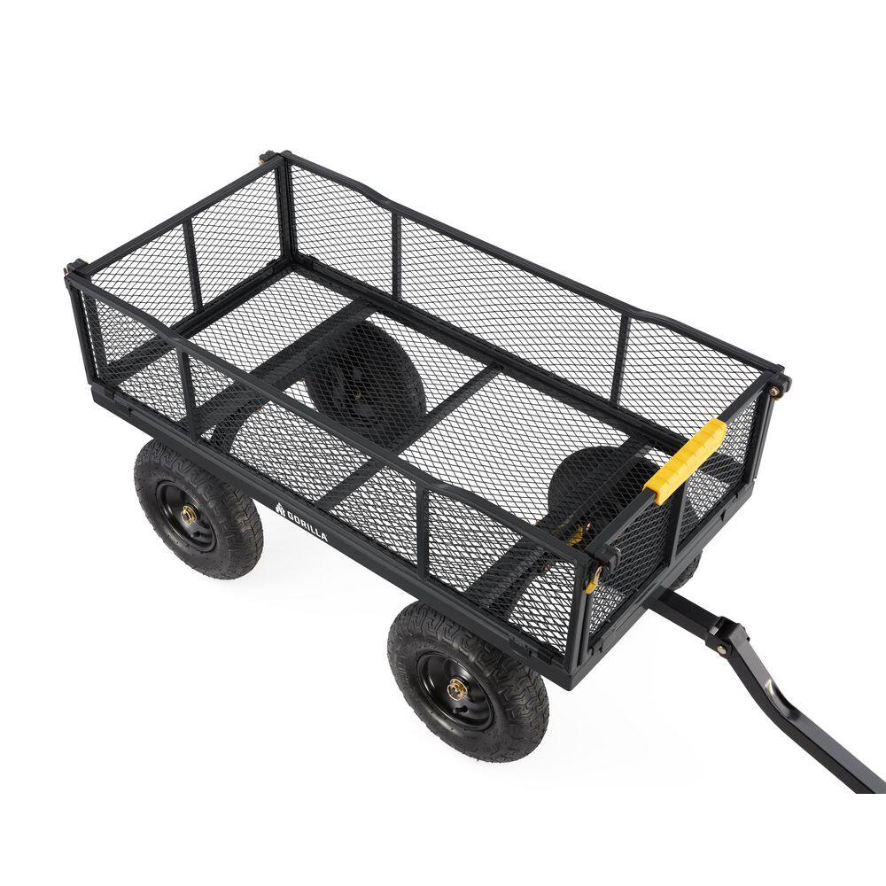 GORILLA CARTS 1,200 lb. Heavy-Duty Steel Utility Garden Cart, 6 cu. ft. Capacity, 13 in. Pneumatic Wheels, 2-in-1 Pull or Tow Handle GCG-1200