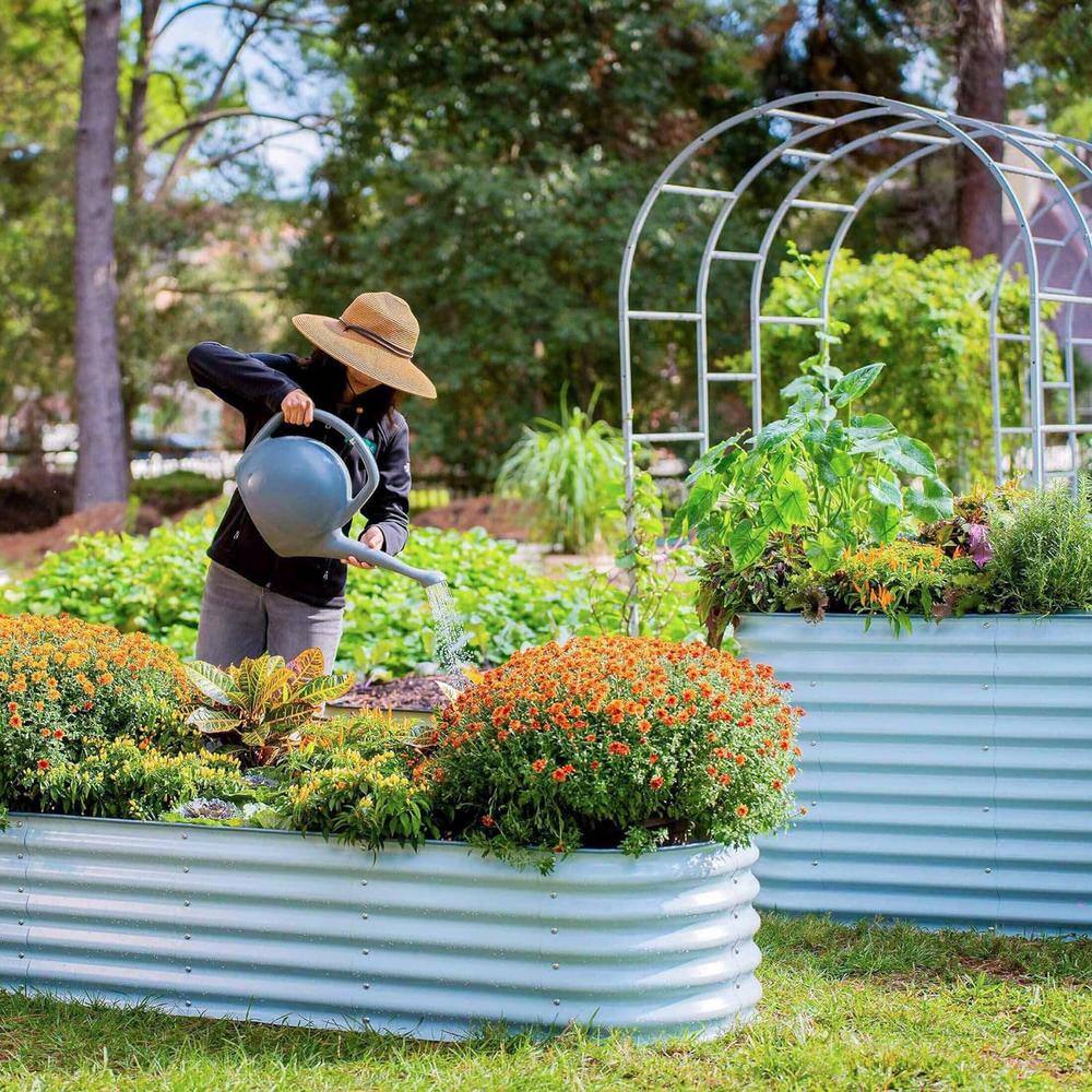 vego garden 17 in. Tall 6-In-1 Raised Gardening Bed Metal Outdoor Planter for Vegetables Galvanized Flowers Box, Sky Blue VB6N117SB