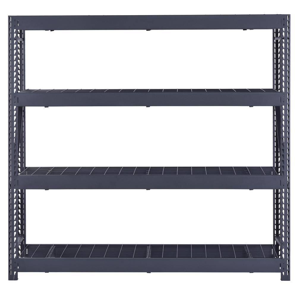 Husky 4-Shelf Metal Industrial Duty Freestanding Garage Storage Shelving Unit in Black (77 in. W x 72 in. H x 24 in. D) N2W772472W4B