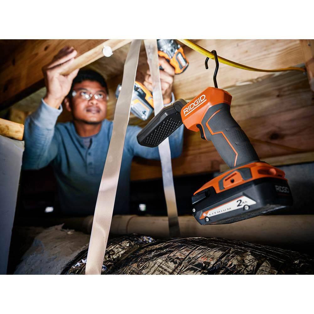 RIDGID 18V Cordless 3-Tool Combo Kit with LED Stick Light, LED Spotlight, and LED Hybrid Panel Light (Tools Only) R86689KSBN