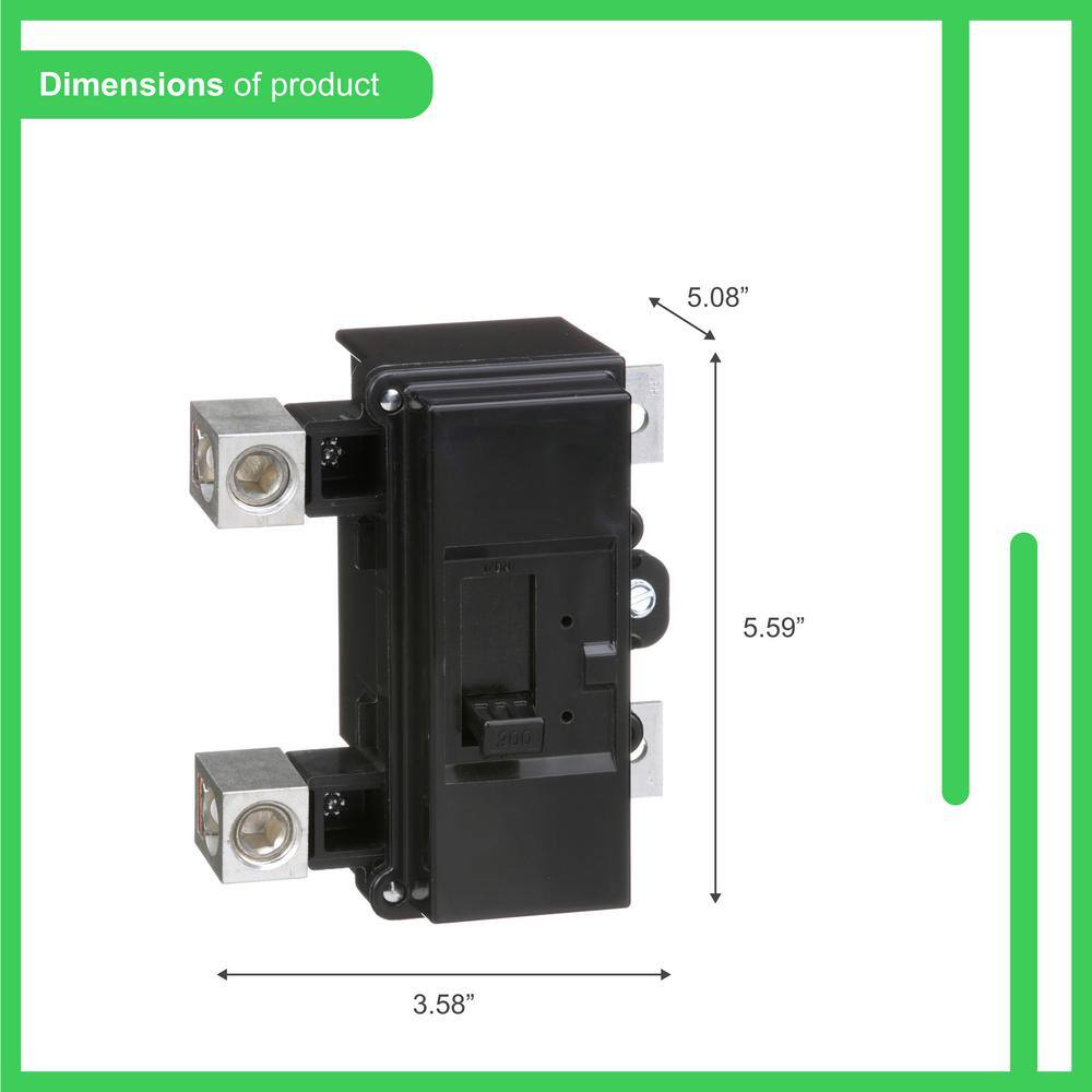 Square D QO 200 Amp 22k AIR QOM2 Frame Size Main Circuit Breaker for QO and Homeline Load Centers QOM2200VH
