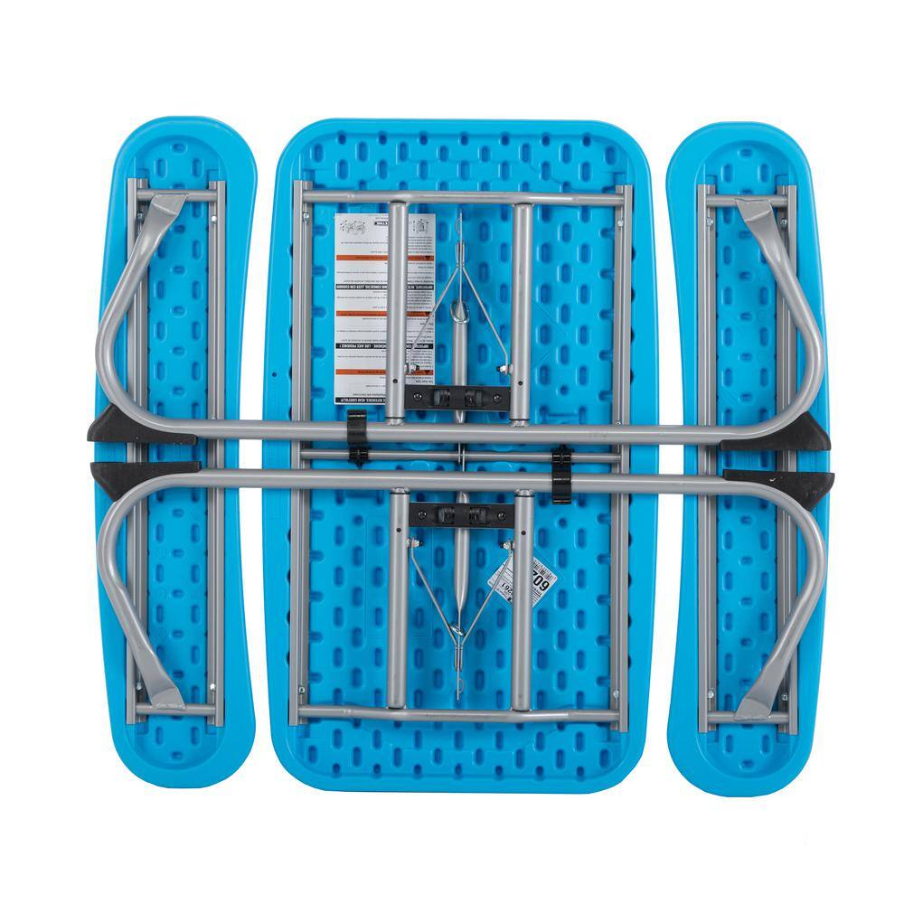 Lifetime 35.4 in. Blue Rectangle Steel and Resin Kids Picnic Table Seats 4 260261