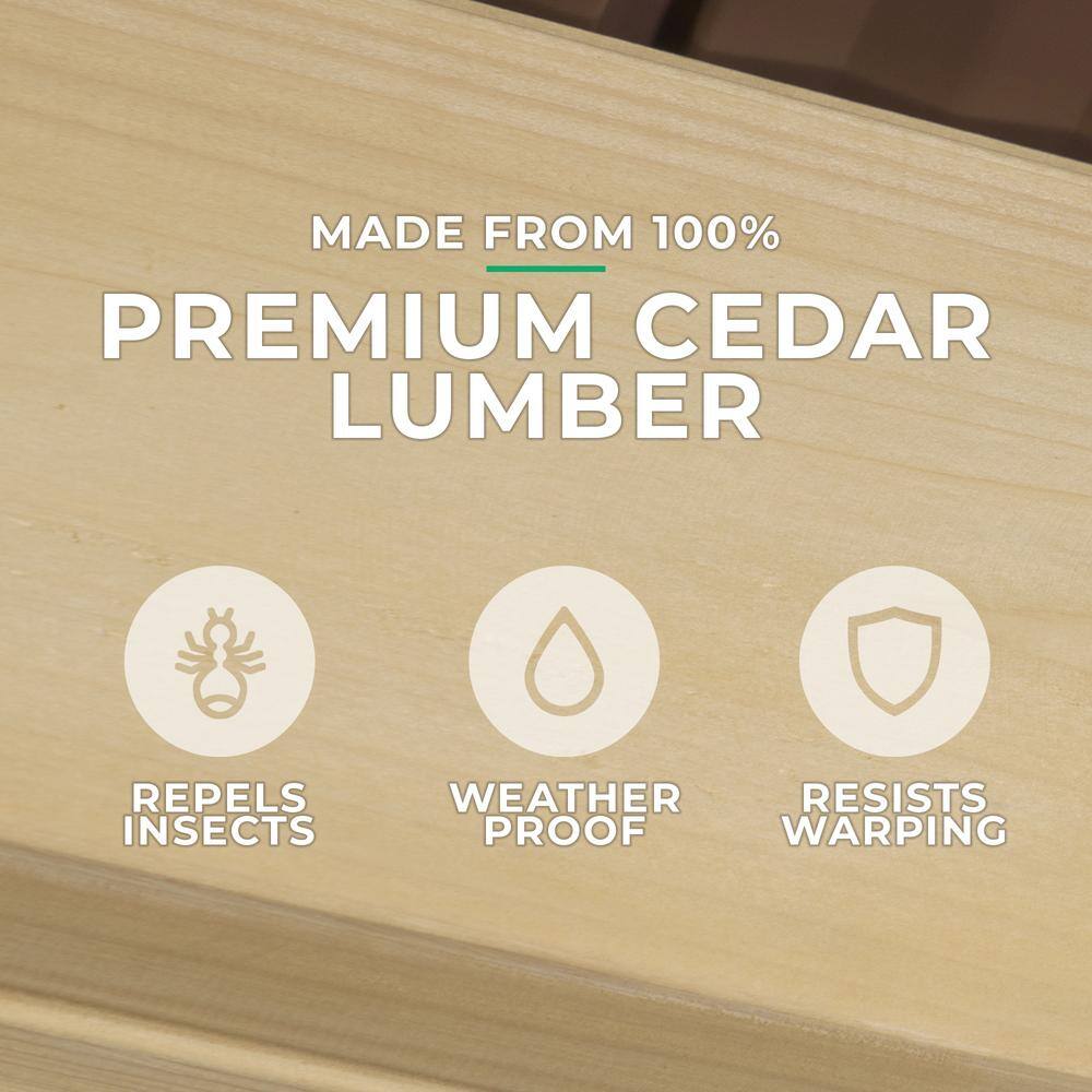 Yardistry Carolina 11 ft. x 13 ft. Premium Outdoor Cedar Backyard Patio Shade Pavilion with Brown Aluminum Gazebo Style Roof YM11726