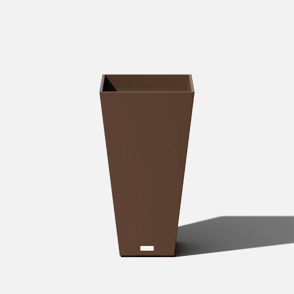 Veradek Midland Medium Espresso Plastic Tapered Planter with Drainage Holes (13.5 in. L x 13.5 in. W x 26 in. H) MV28E