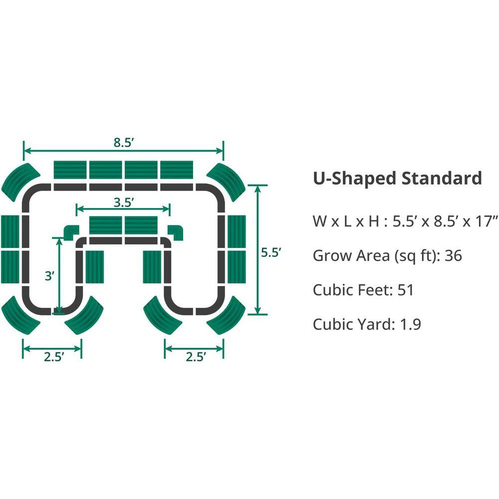 vego garden 17 in. Tall U-Shape Raised Garden Bed Metal Planter Box for Vegetables Flowers Ground Standard Size Modern Gray VBUST17MG