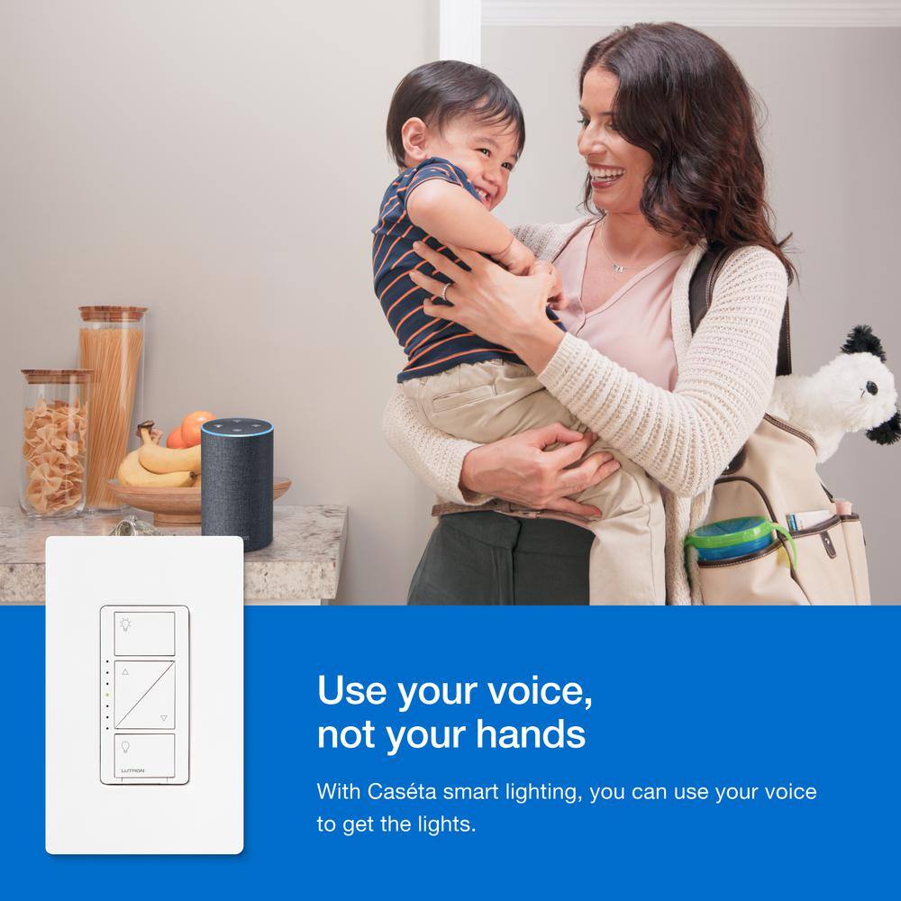 Lutron Caseta Smart Dimmer Switch and Remote Kit for Wall and Ceiling Lights, 150-Watt LED Bulbs (P-PKG1W-WH-R) P-PKG1W-WH-R
