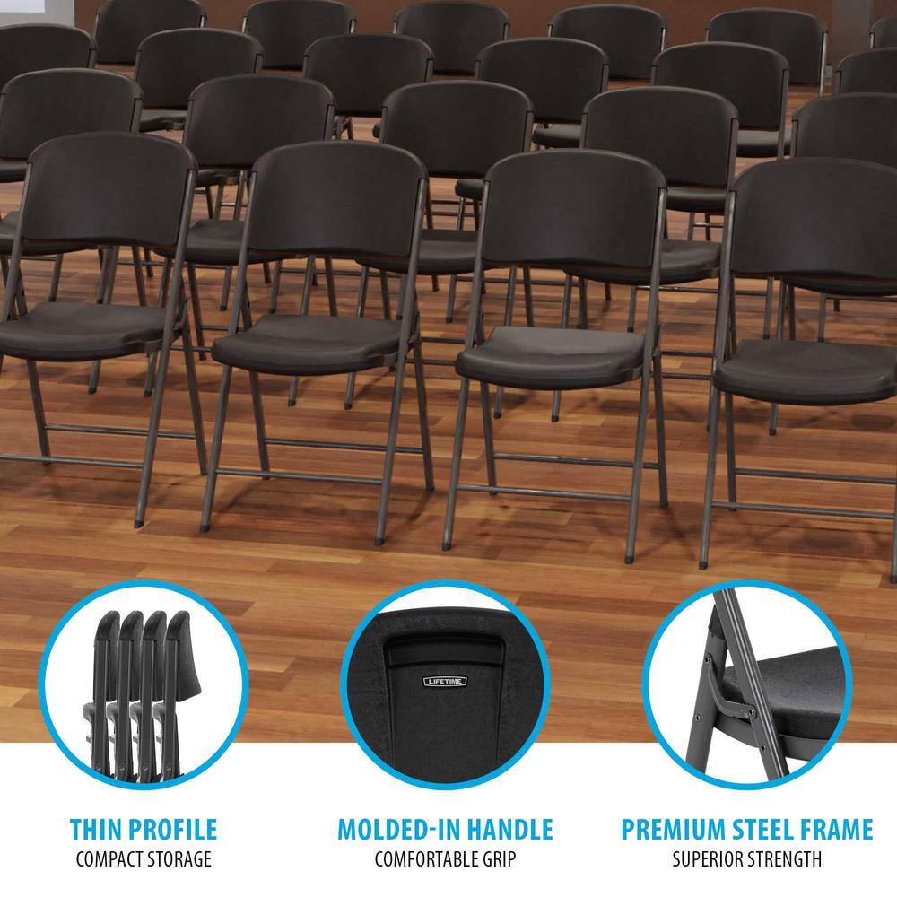 Lifetime Black Plastic Seat Outdoor Safe Folding Chair (Set of 4) 80187