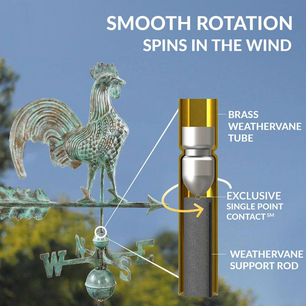 Good Directions Rooster Weathervane - Blue Verde Copper 501V1
