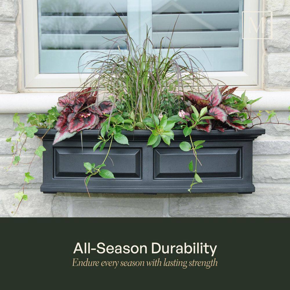 Mayne Nantucket 36 in. x 11.5 in. Self-Watering Espresso Polyethylene Window Box 4830-ES