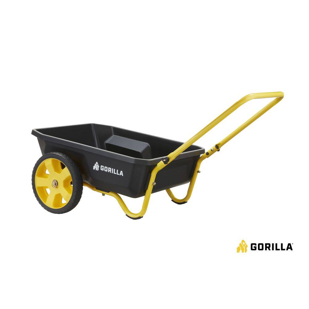 GORILLA CARTS 4 cu. ft. Poly Utility Garden Cart, 300 lbs. Capacity, 12 in. No-Flat Tires, Extra-Wide Foldable Handle GCR-4W