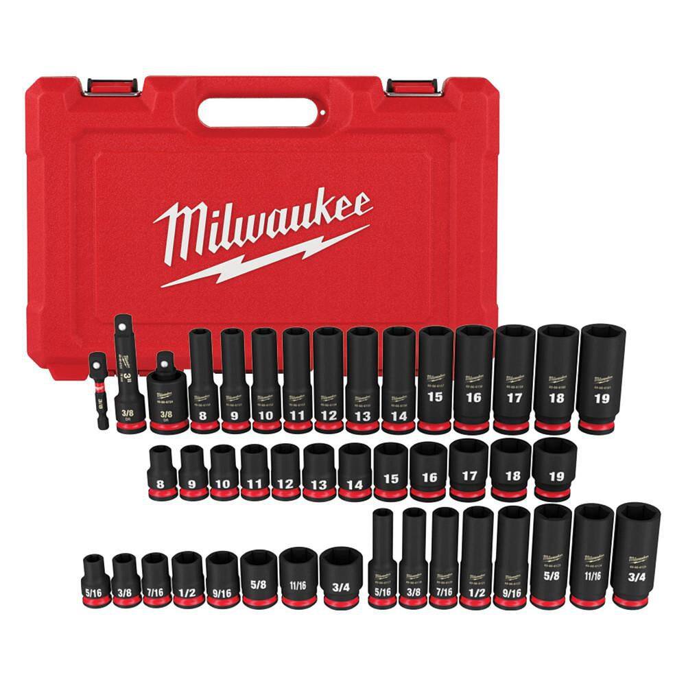 Milwaukee SHOCKWAVE 3/8 in. Drive SAE and Metric 6 Point Impact Socket Set (43-Piece) 49-66-7009