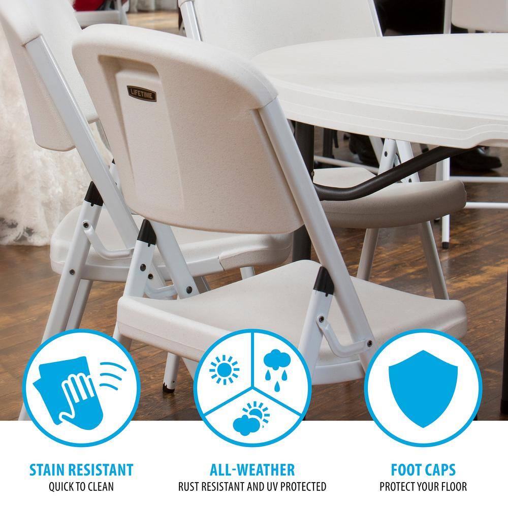 Lifetime White Plastic Seat Metal Frame Outdoor Safe Folding Chair (Set of 4) 80359