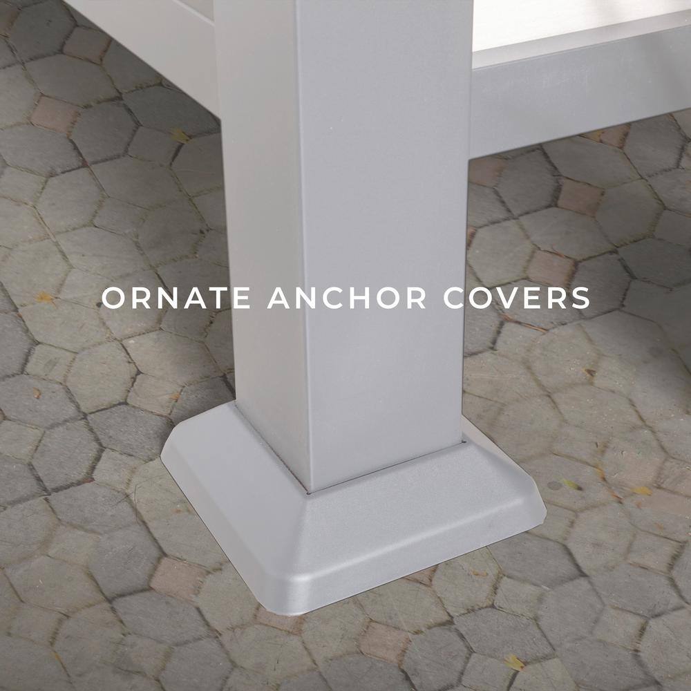 Backyard Discovery Ridgedale 8 ft. x 8 ft. White Steel Modern Cabana Pergola with Conversation Seating in Terra Cotta 2102644COM