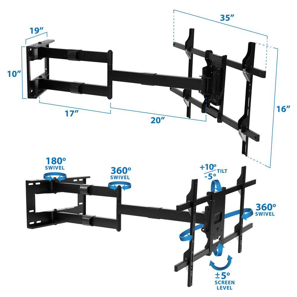 mount-it! Full Motion TV Wall Mount with Extra Long Extension for 42 in. to 80 in. Screen Sizes MI-372