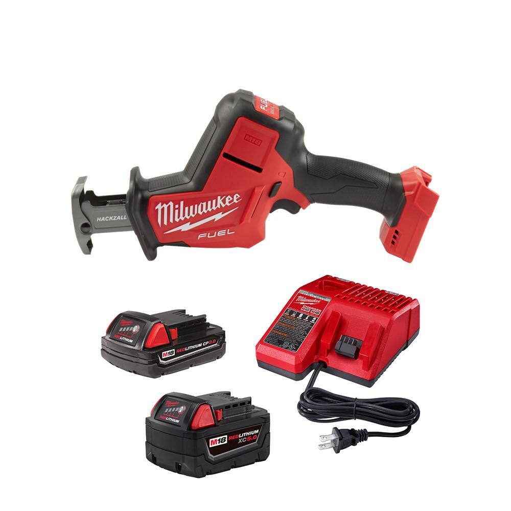 Milwaukee M18 FUEL 18V Lithium-Ion Brushless Cordless HACKZALL Reciprocating Saw with (1) 5.0 Ah, (1) 2.0 Ah Battery and Charger 2719-20-48-59-1852