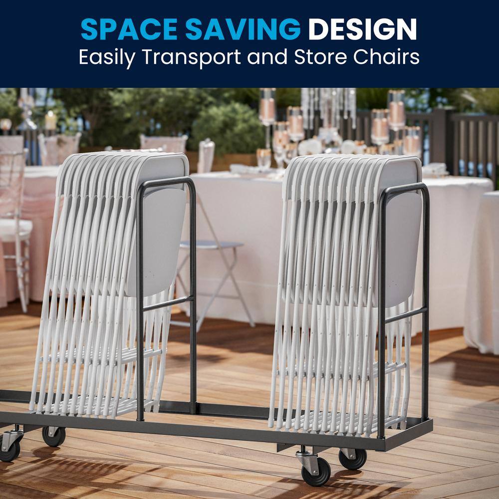 Carnegy Avenue Blue Plastic Seat with Metal Frame Folding Chair (Set of 2) CGA-LE-274398-BL-HD