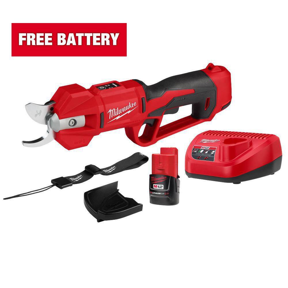 Milwaukee M12 12V Cordless Brushless Pruner Shears Kit W/ 2.0 Ah Battery & Charger 2534-21