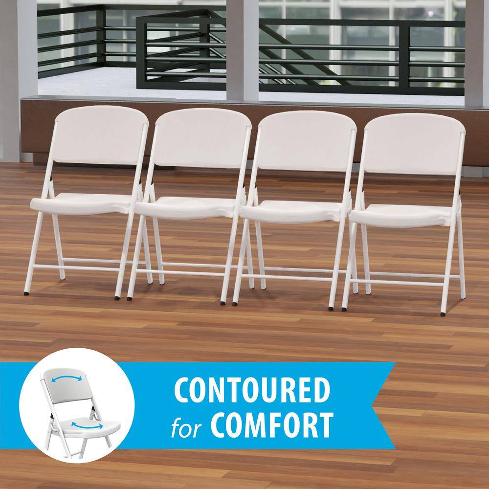 Lifetime White Plastic Seat Metal Frame Outdoor Safe Folding Chair (Set of 4) 80359