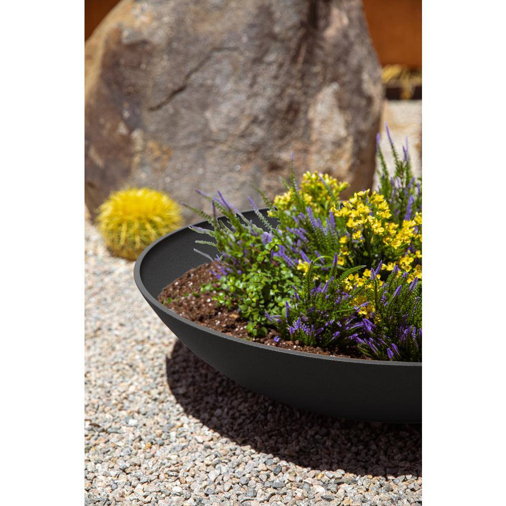 Veradek Lane Extra Large Black Plastic Round Bowl Planter with Drainage Holes (32 in. L x 32 in. W x 8 in. H) LBV32B