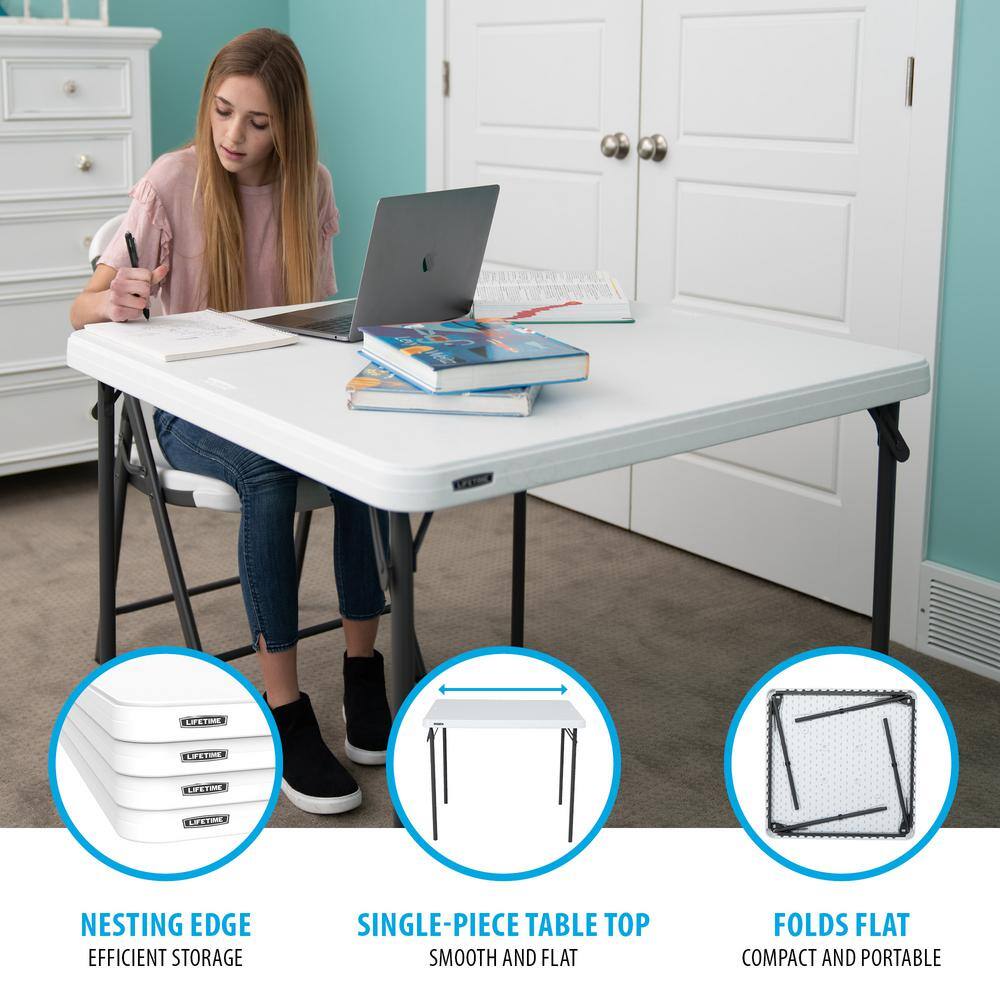 Lifetime 37 in. Commercial White Granite Square Resin Table 80783