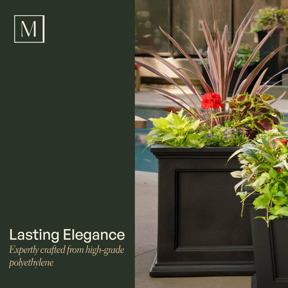 Mayne Fairfield 20 in. Square Self-Watering Black Polyethylene Planter 5825B