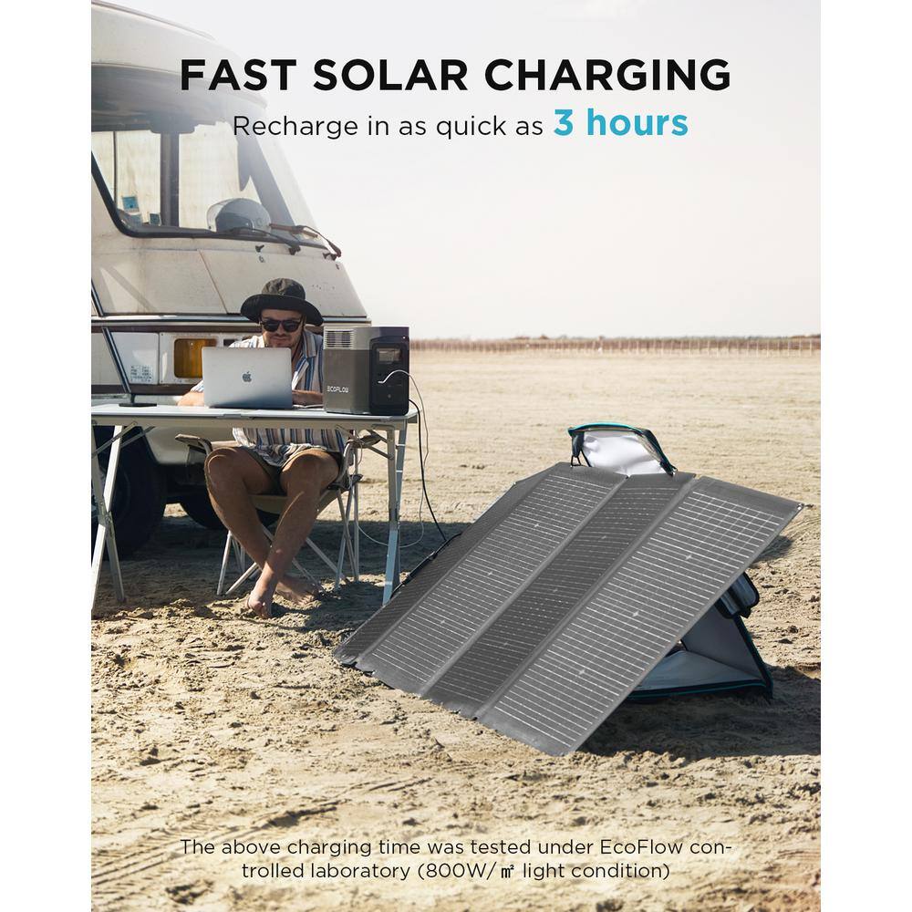 EcoFlow 1800W Output/2700W Peak Delta 2 Push-Button Start Solar Generator with DELTA2 Extra Battery & 400W Solar Panel DELTA2+EB+400W