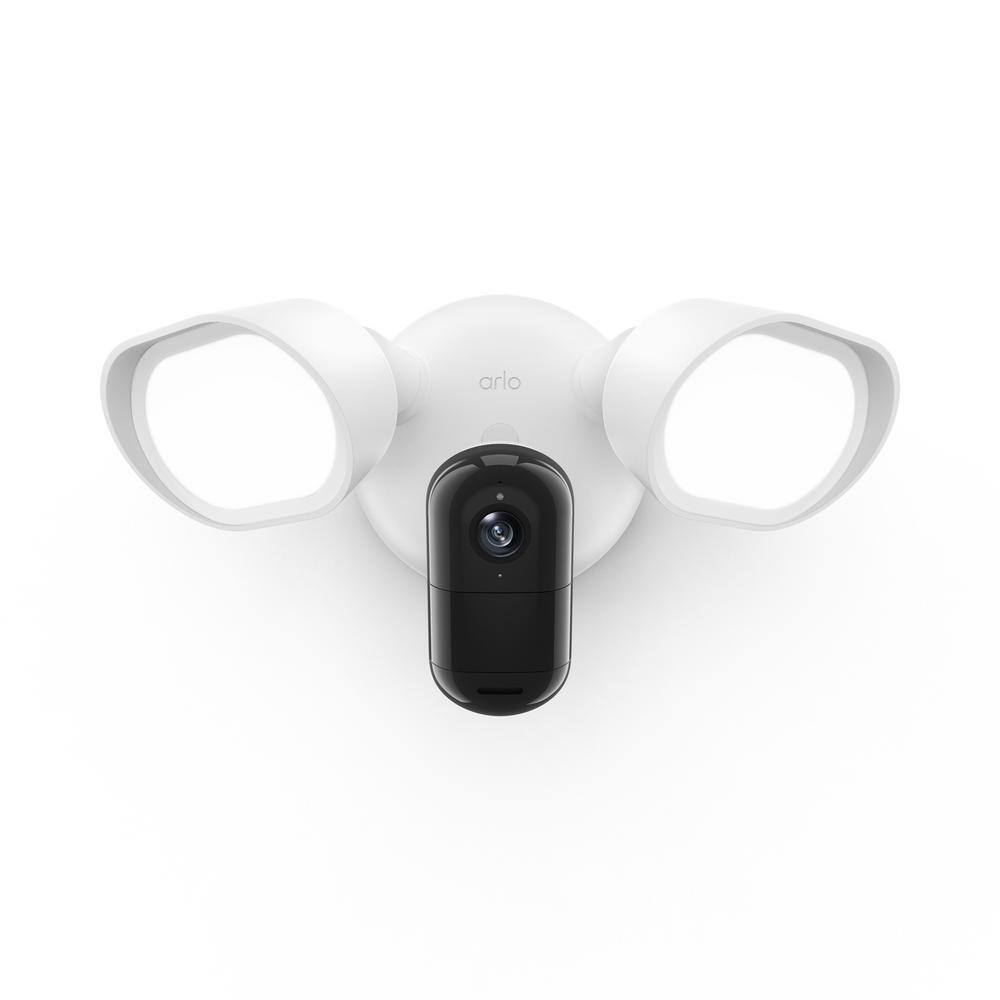 Arlo Outdoor Smart Hardwired Floodlight 2K HDR Security Camera with 160-Field of View, 2-Way Talk, Color Night Vision, White FLW2001-100NAS