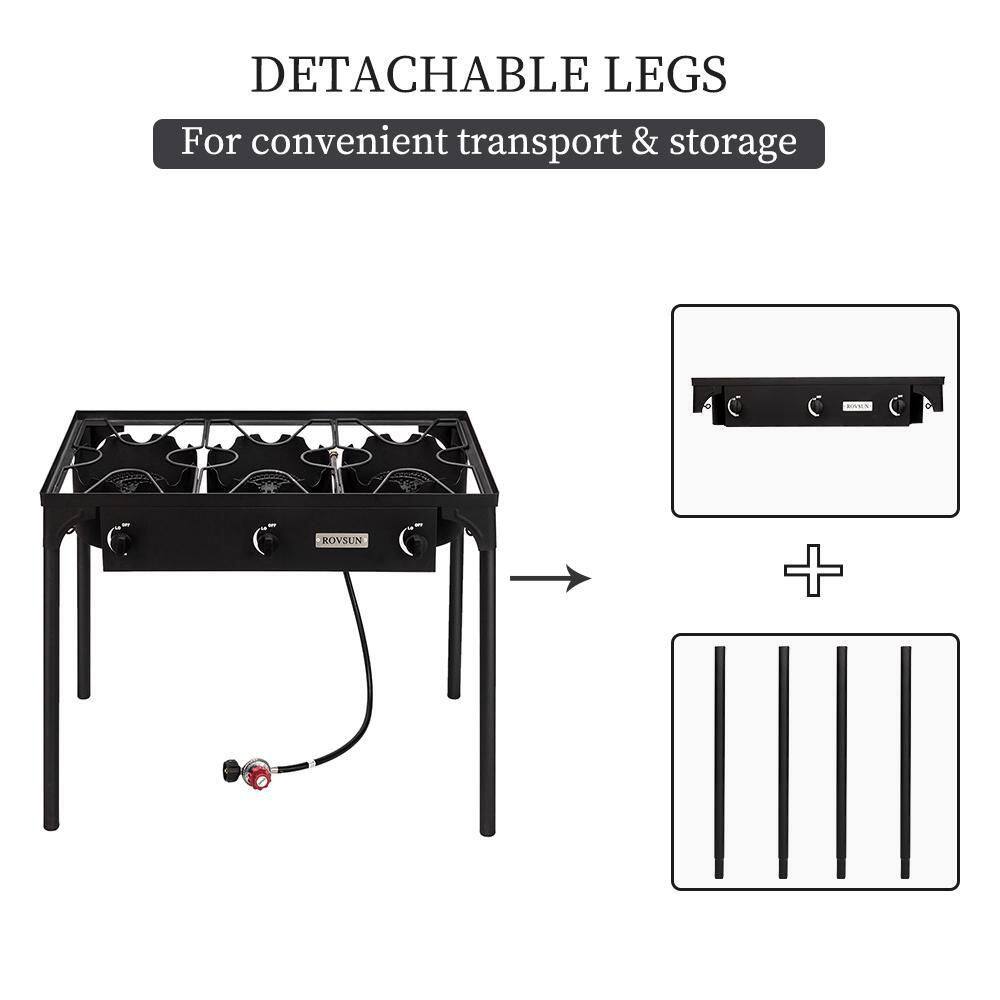 ROVSUN 3 Burner High Pressure Outdoor Camping Burner, 225,000 BTU Propane Gas Stove burnerG27000142