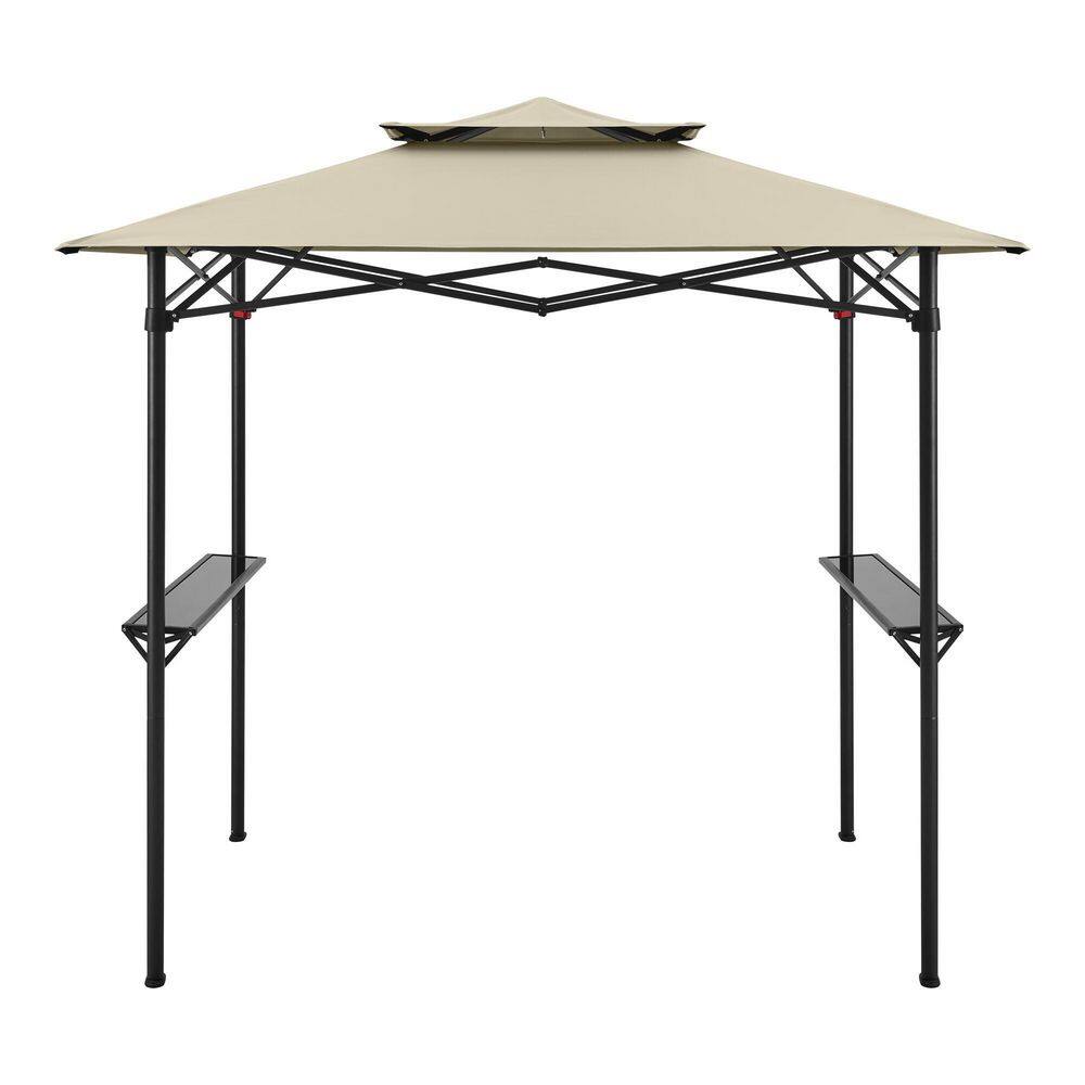 Hampton Bay 8 ft. x 5 ft. Khaki Instant Canopy Pop Up Grill Gazebo G40C