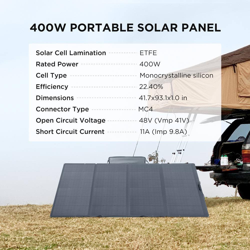 EcoFlow 1800W Output/2700W Peak Delta 2 Push-Button Start Solar Generator with DELTA2 Extra Battery & 400W Solar Panel DELTA2+EB+400W