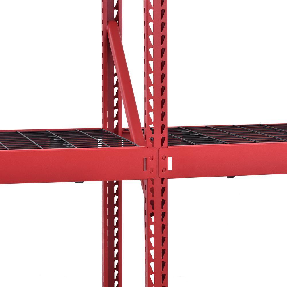 Husky 4-Shelf Metal Industrial Duty Freestanding Garage Storage Shelving Unit in Red (77 in. W x 72 in. H x 24 in. D) N2W772472W4R