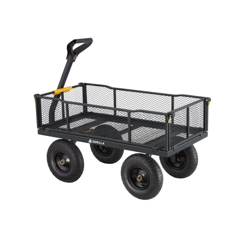 GORILLA CARTS 1,200 lb. Heavy-Duty Steel Utility Garden Cart, 6 cu. ft. Capacity, 13 in. Pneumatic Wheels, 2-in-1 Pull or Tow Handle GCG-1200