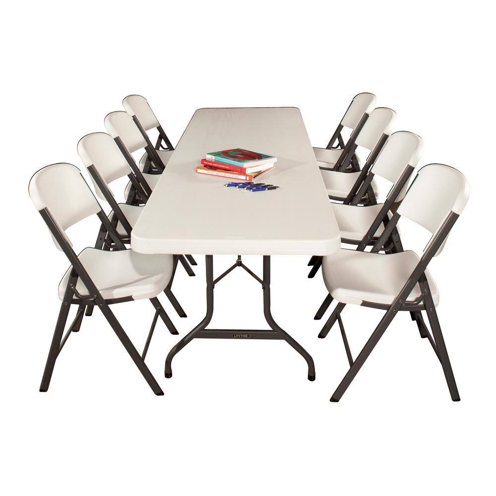Lifetime 8 ft. White Gray Sand Granite Plastic Top Folding Banquet Table (Commercial) 22980
