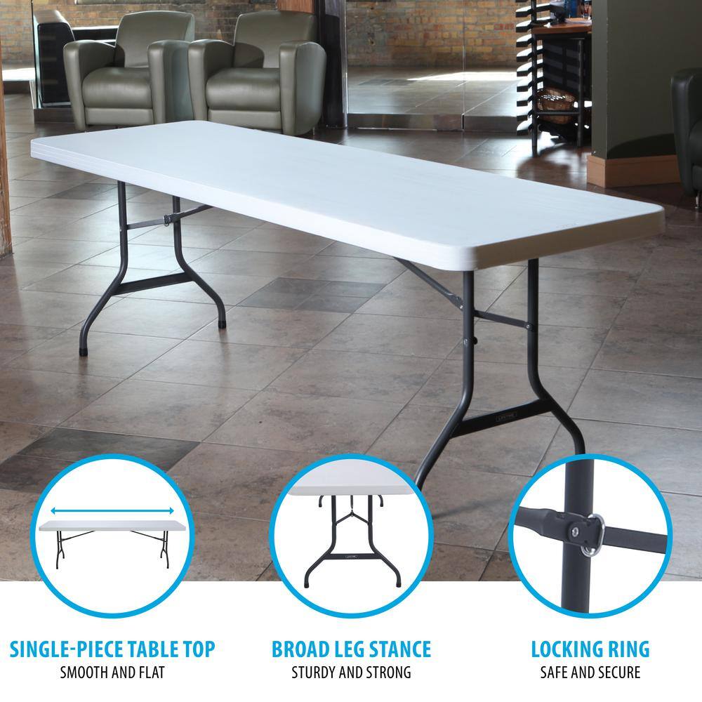 Lifetime 8 ft. White Gray Sand Granite Plastic Top Folding Banquet Table (Commercial) 22980