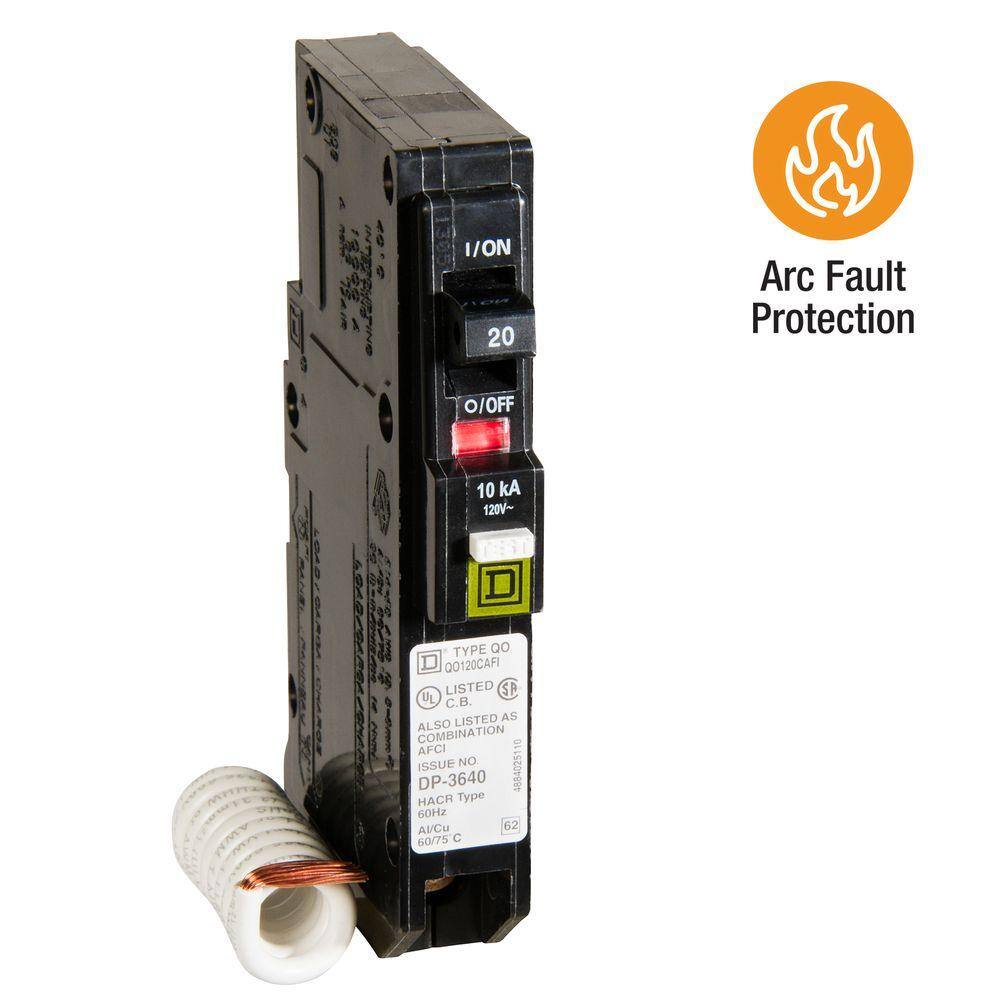 Square D QO 20 Amp Single-Pole Combination Arc Fault Circuit Breaker(QO120CAFIC) QO120CAFIC