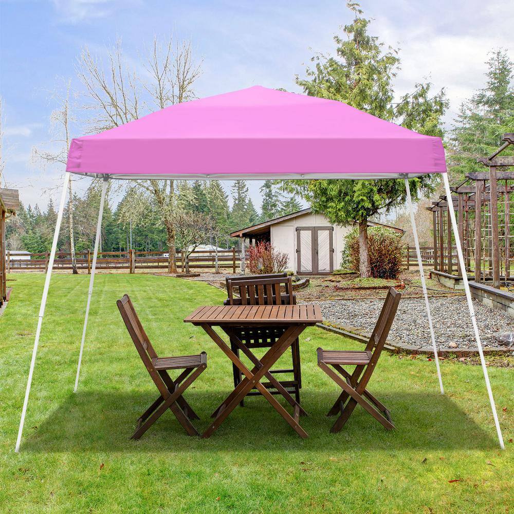 OVASTLKUY 10 ft. x 10 ft. Pink Outdoor Patio Pop Up Canopy Tent G040PI-P