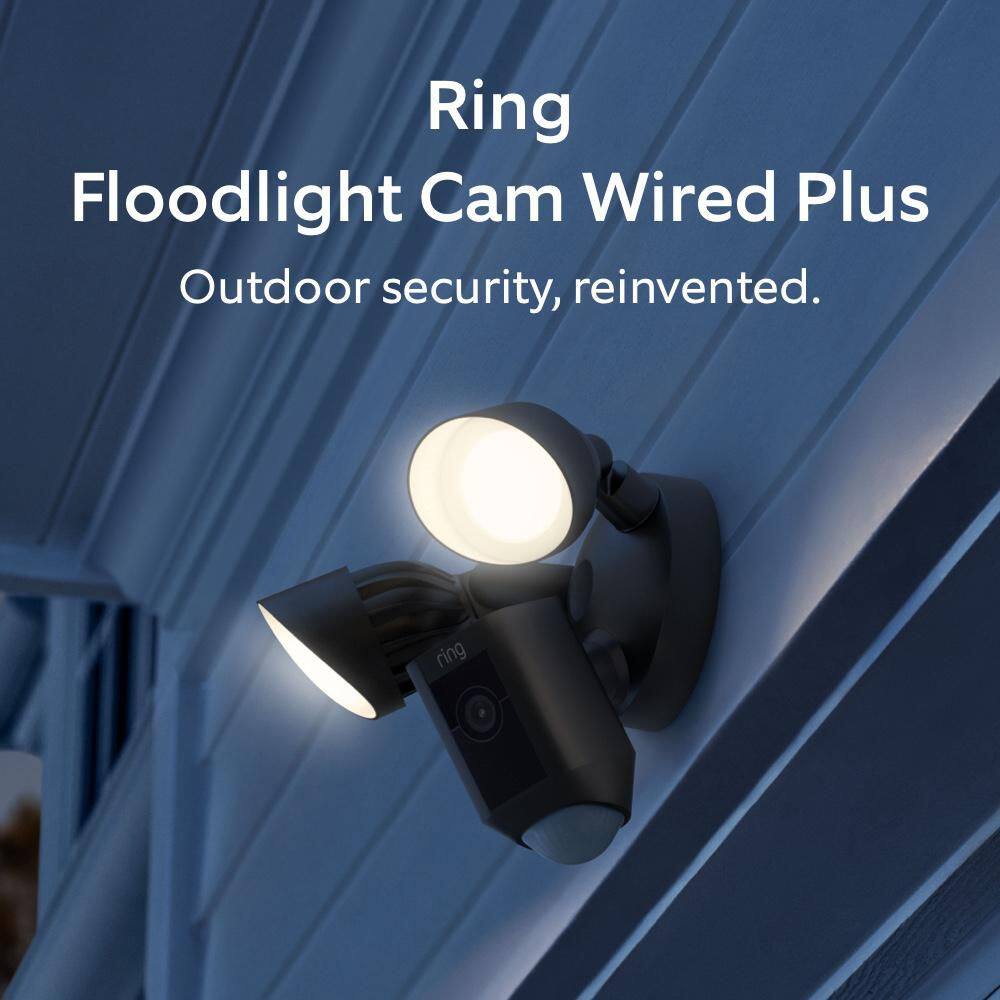 Ring Floodlight Cam Plus Wired - Outdoor Smart Security Camera with Two LED Lights, Two-Way Talk, Color Night Vision, Black B08F6DWKQP
