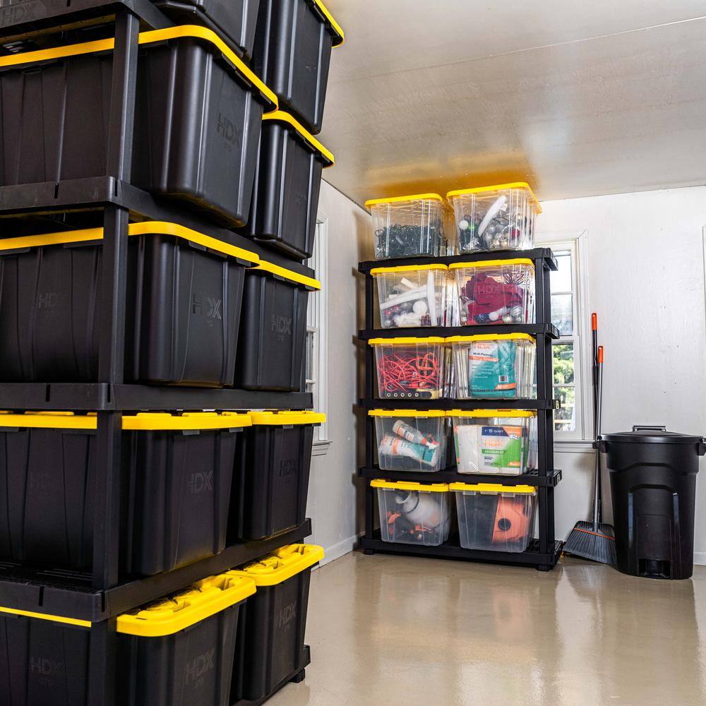 HDX 5 Tier Plastic Adjustable Garage Storage Shelving Unit in Black (48 in. W x 75 in. H x 20 in. D) 999-9320BB5