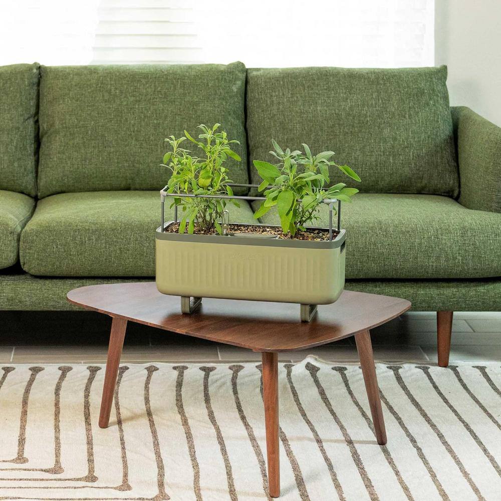 vego garden Herb Planter Box Recyclable Plastic with Trellis Self-Watering Rolling Raised Bed for Vegetables, Sage Green (2-Pack) VPHPGN-2