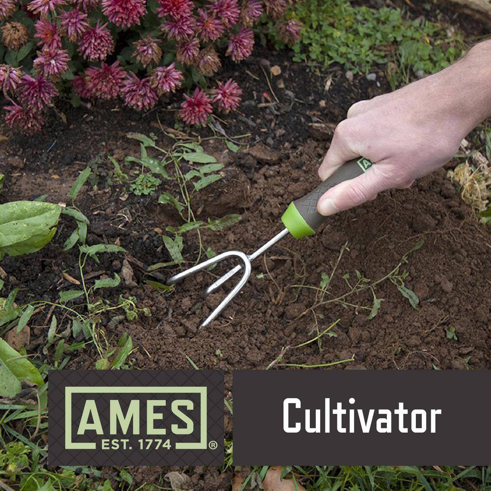 Ames 5-Piece Digging, Transferring, and Cultivating Garden Tool Set with Rolling Cart 10000-03450