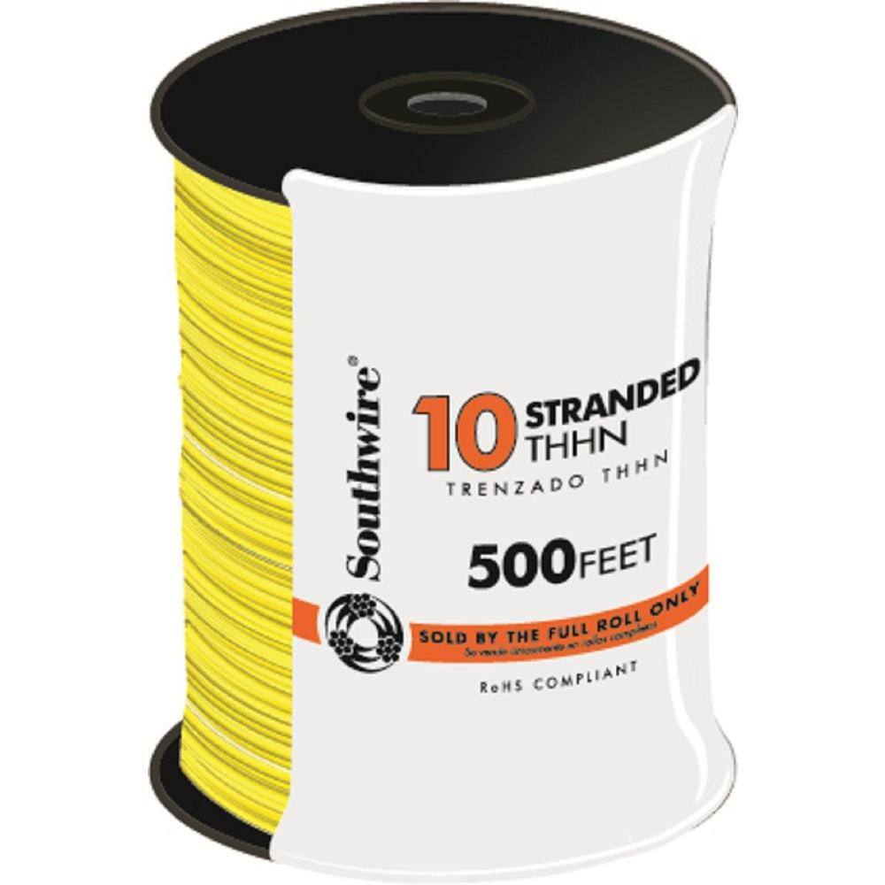 Southwire 500 ft. 10 Yellow Stranded CU THHN Wire 22978157