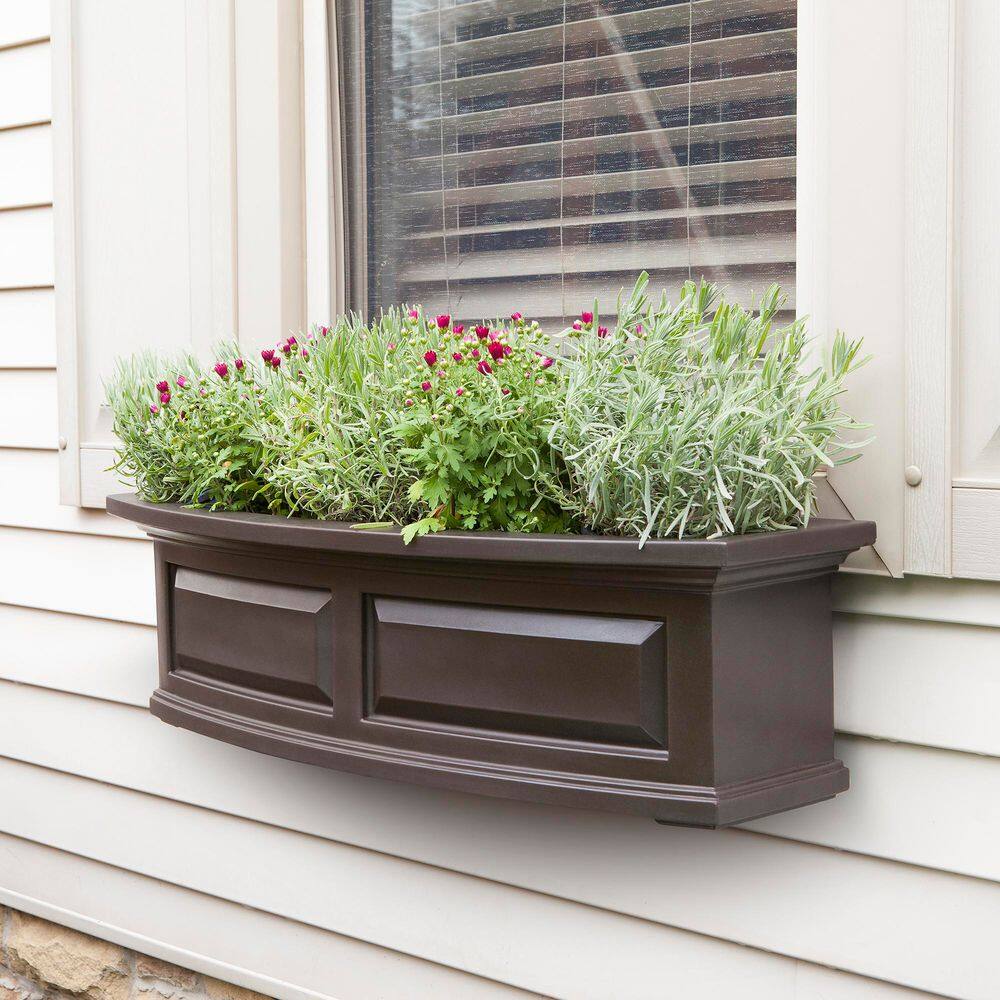 Mayne Nantucket 36 in. x 11.5 in. Self-Watering Espresso Polyethylene Window Box 4830-ES