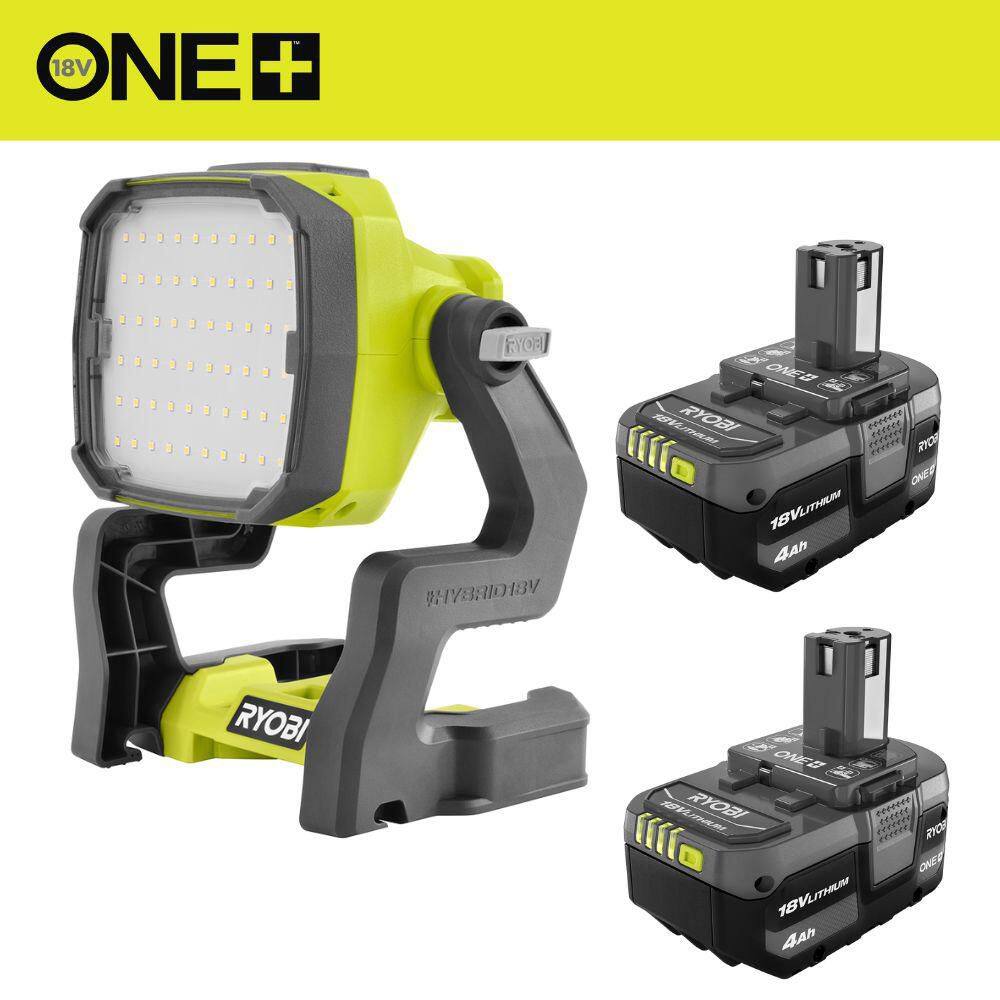 RYOBI ONE+ 18V Lithium-Ion 4.0 Ah Battery (2-Pack) with FREE 18V ONE+ Cordless Work Light PBP2005-PCL633B