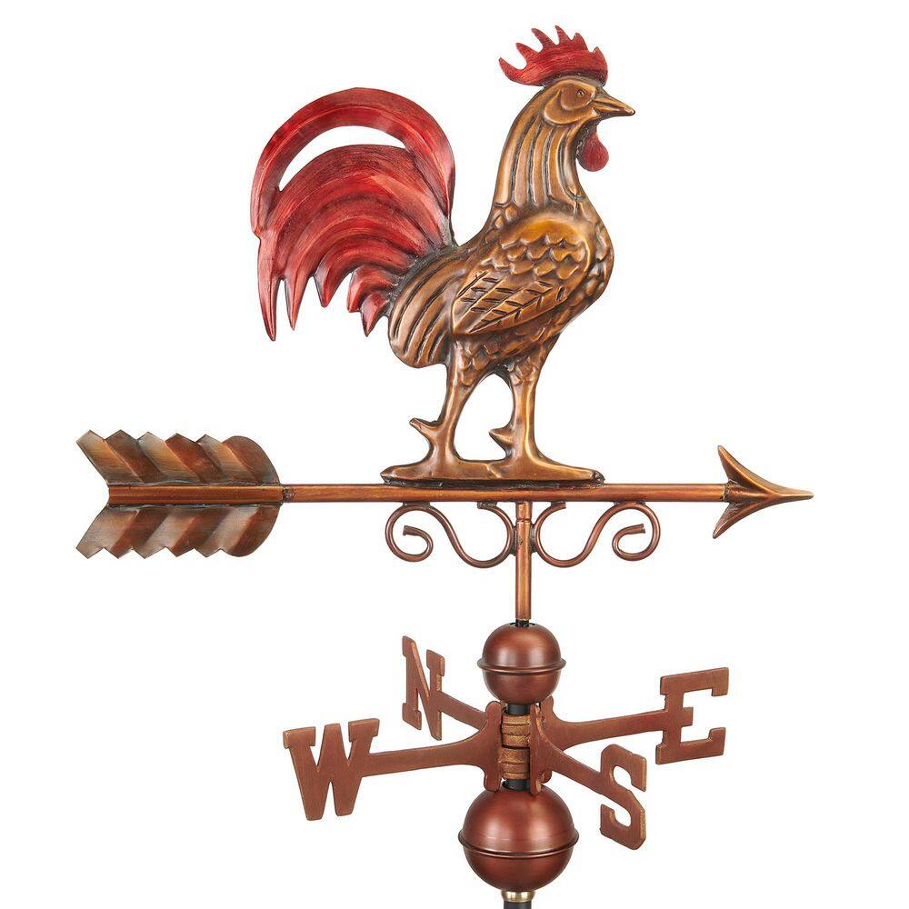 Good Directions Bantam Red Rooster Weathervane - Pure Copper Hand Multi-Color Patina 1975RED