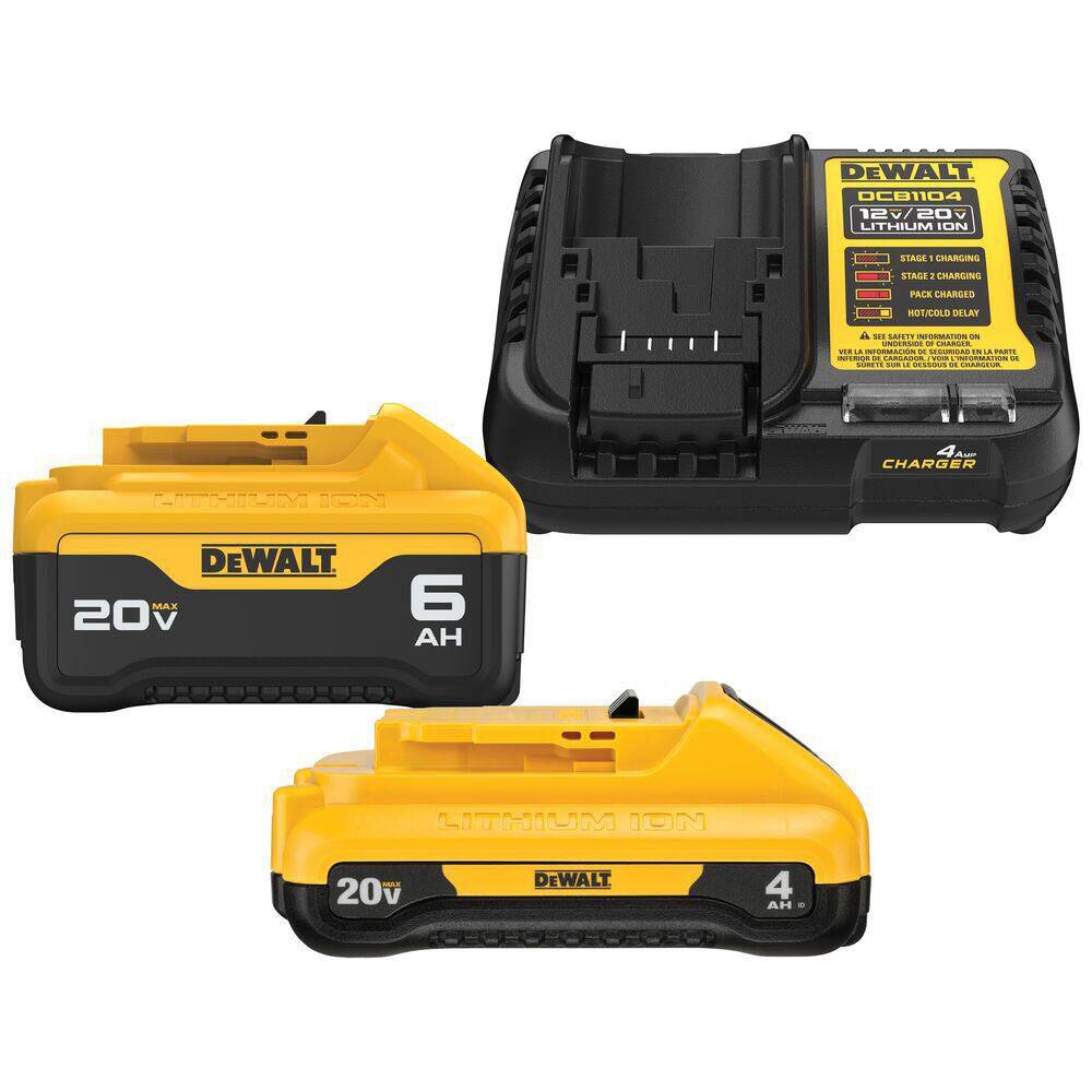 DEWALT ATOMIC 20V MAX Cordless Brushless Compact Reciprocating Saw, (1) 20V 6.0Ah and (1) 20V 4.0Ah Batteries, and Charger DCS369BWCB2460C