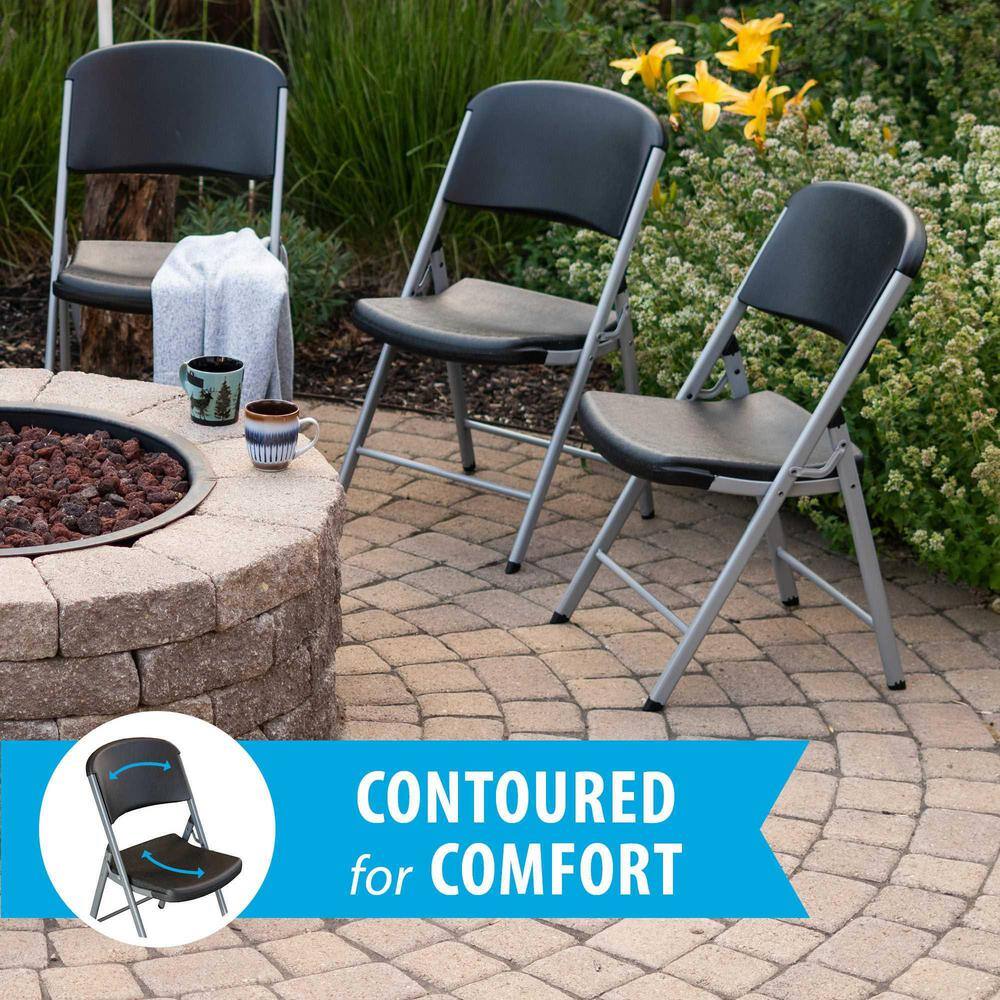 Lifetime Black Plastic Seat Outdoor Safe Folding Chair (Set of 4) 80407