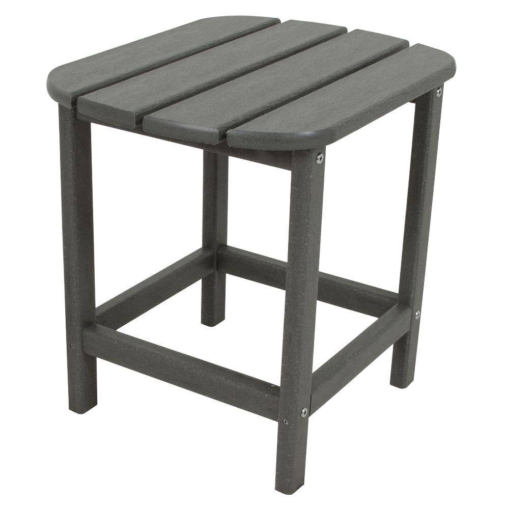 POLYWOOD South Beach 18 in. Slate Grey Patio Side Table SBT18GY