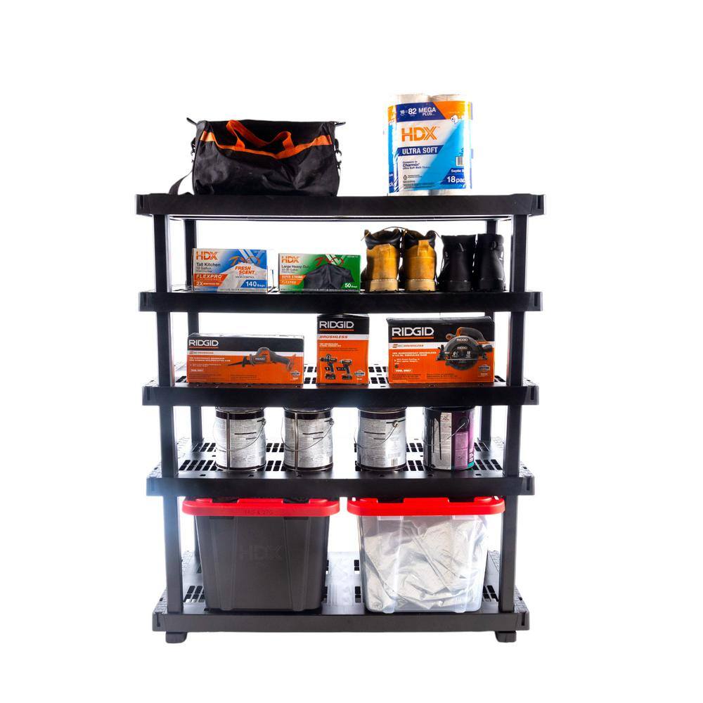 HDX 5 Tier Plastic Adjustable Garage Storage Shelving Unit in Black (48 in. W x 75 in. H x 20 in. D) 999-9320BB5