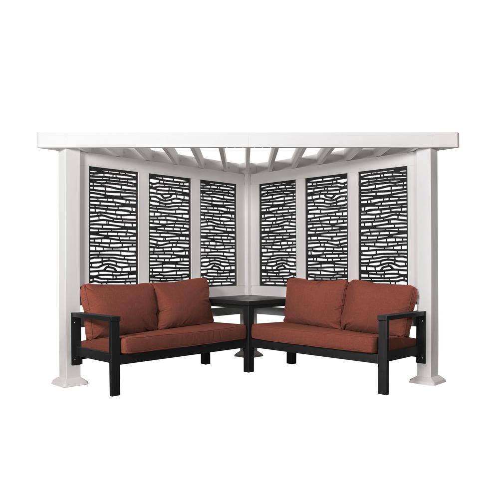 Backyard Discovery Ridgedale 8 ft. x 8 ft. White Steel Modern Cabana Pergola with Conversation Seating in Terra Cotta 2102644COM