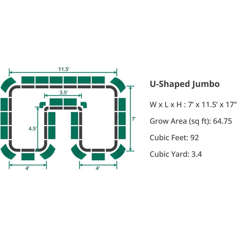 vego garden 17 in. Tall U-Shape Raised Garden Bed Metal Planter Box for Vegetables Flowers Ground Jumbo Size Olive Green VBUJB17G